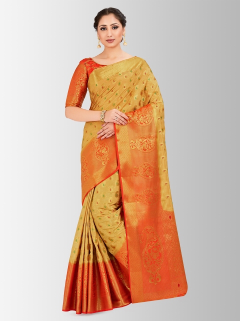 

MIMOSA Yellow Art Silk Woven Design Kanjeevaram Saree