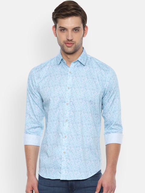 

V Dot Men Blue Slim Fit Printed Casual Shirt