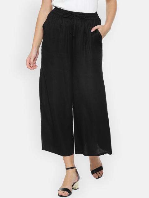 

People Women Black Regular Fit Solid Culottes