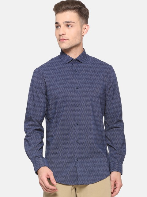 

Peter England Men Blue Slim Fit Printed Casual Shirt