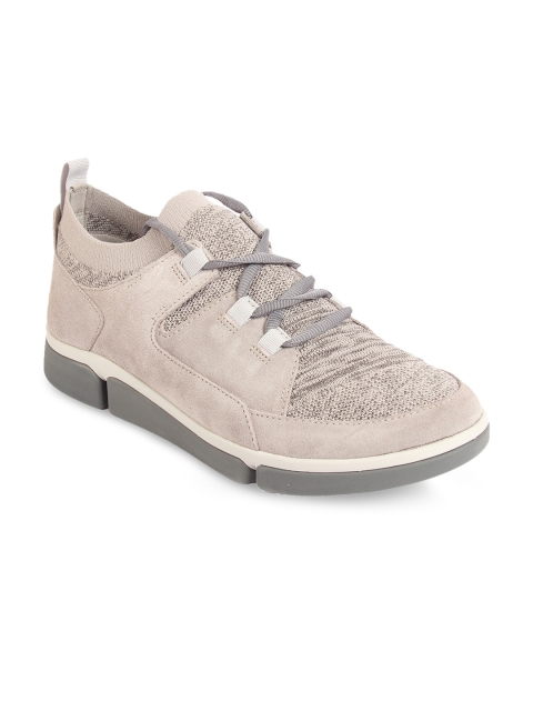 

Clarks Men Grey Woven Design Leather Sneakers