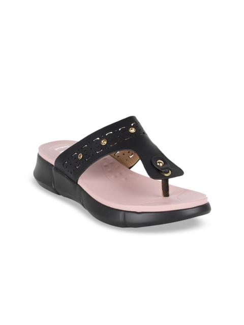 

ELLE Women Black Solid Open Toe Flats