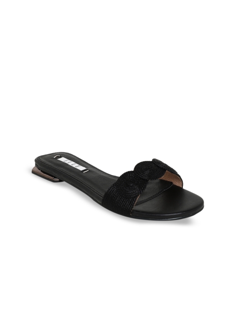 

ELLE Women Black Solid Open Toe Flats