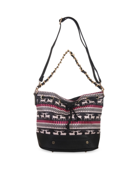 

red pout Black & Cream-Coloured Printed Shoulder Bag