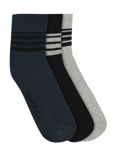 

JUMP USA Men Pack Of 3 Solid Calf Length Socks, Navy blue