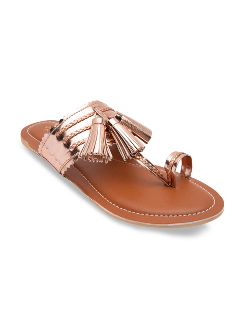 

Jivaana Women Pink Embellished Synthetic Patent One Toe Flats