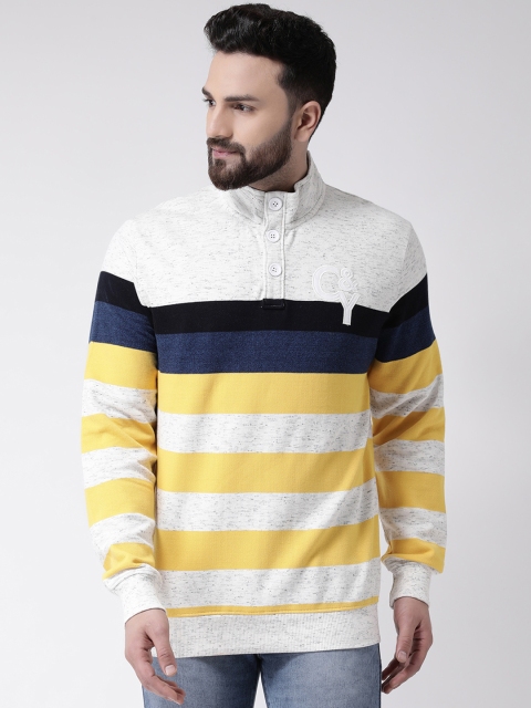

Club York Men Yellow & Off-White Striped Sweatshirt