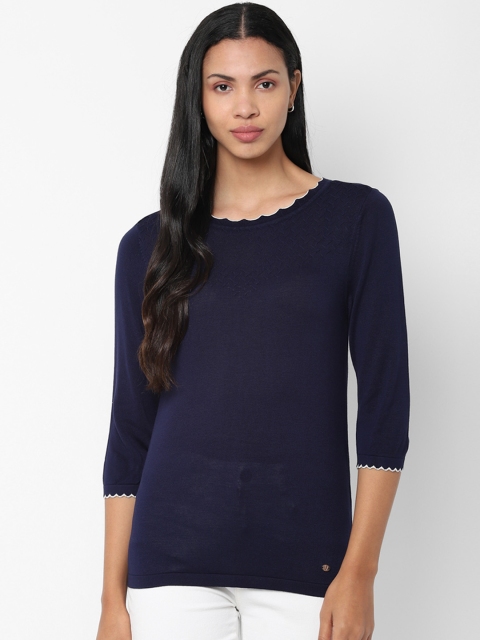 

Allen Solly Woman Navy Blue Solid Top
