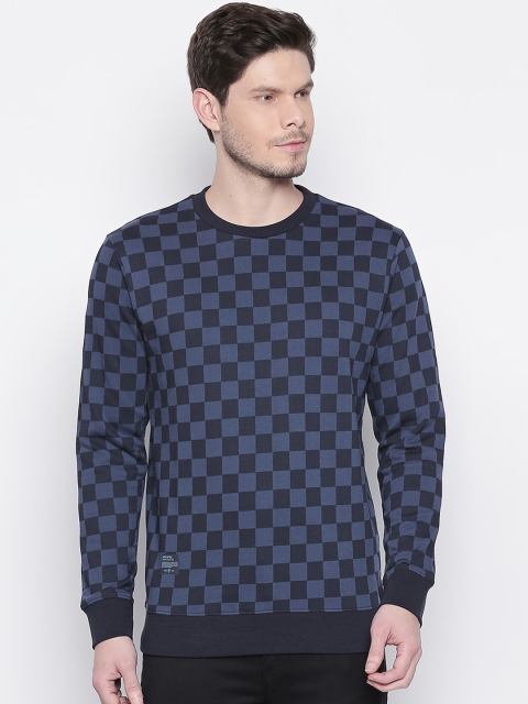 

Mufti Men Blue Checked Sweatshirt