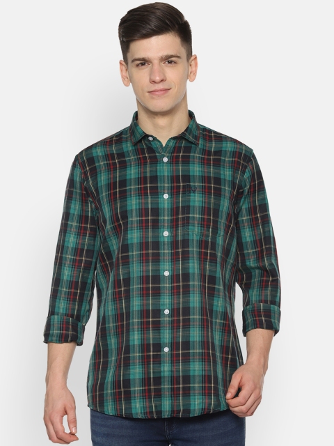 

Solly Jeans Co. Men Green & Maroon Regular Fit Checked Casual Shirt