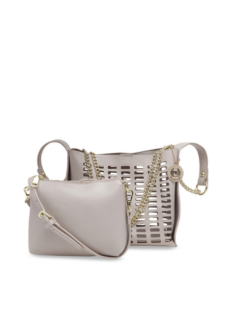

Moedbuille Grey Textured Shoulder Bag With Pouch