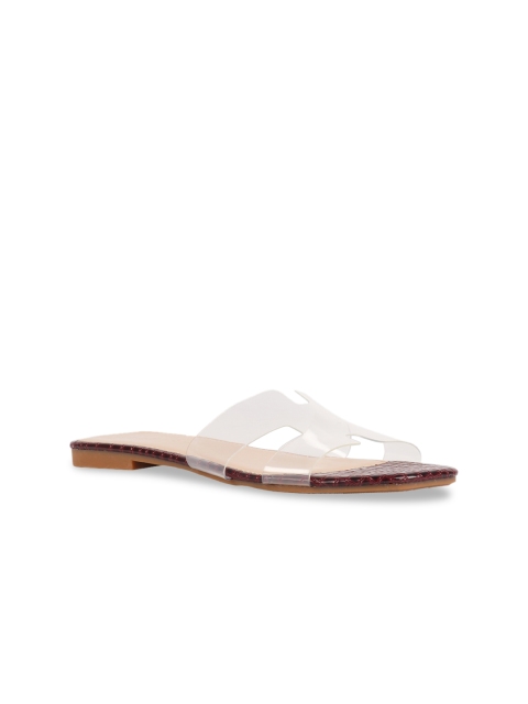 

Addons Women Transparent Solid Open Toe Flats