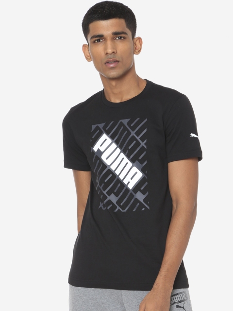 

Puma Men Black Printed Focus Round Neck T-shirt