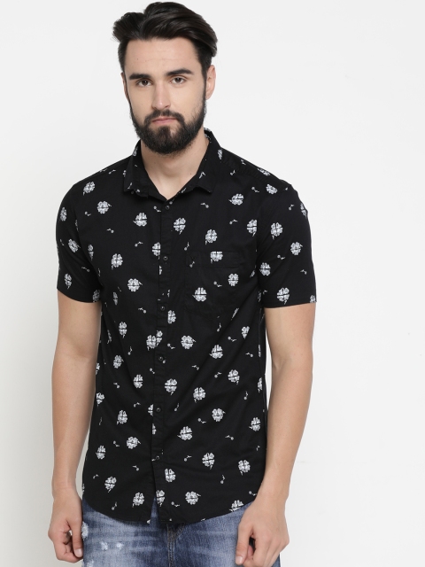 

SHOWOFF Men Black Slim Fit Printed Casual Shirt