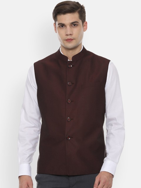 

V Dot Men Maroon Solid Nehru Jacket