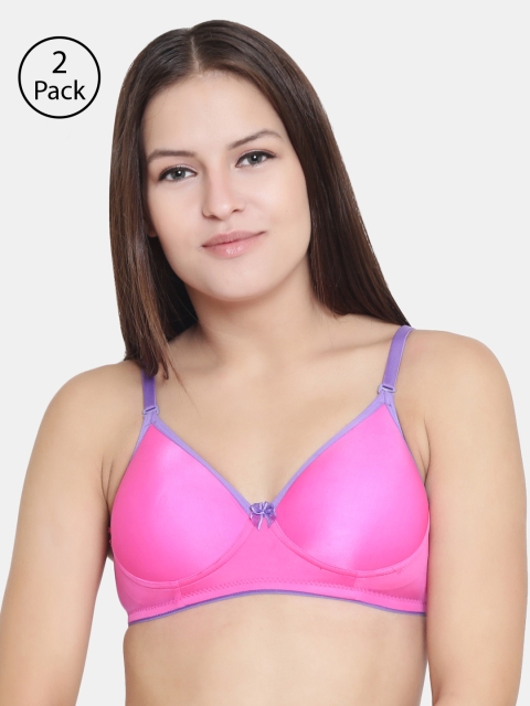 

Floret Pack of 2 Magenta Solid Non-Wired Lightly Padded T-shirt Bras T3016