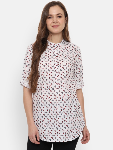 

Allen Solly Woman White Printed Shirt Style Longline Top