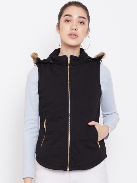 

METTLE Women Black Solid Bomber Jacket