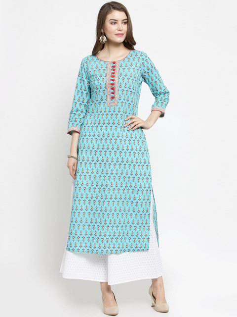 

Varanga Women Blue & White Printed Kurta with Palazzos