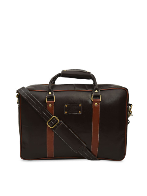 

Peseta Unisex Brown Solid Leather Laptop Bag