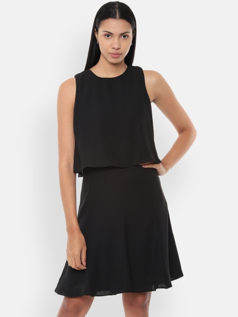 

Van Heusen Woman Black Solid Fit and Flare Dress