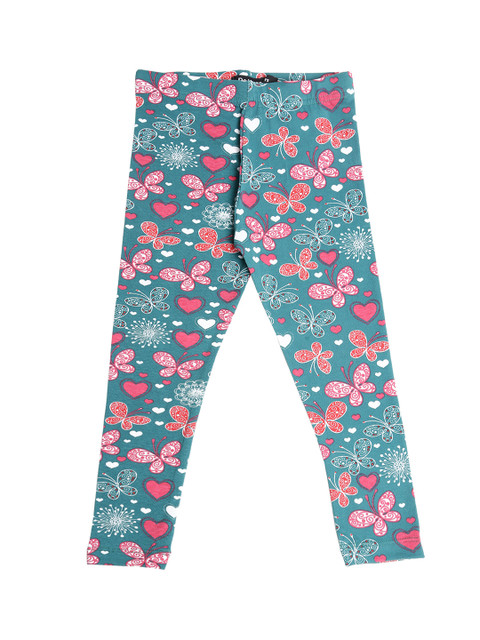 

De Moza Girls Sea Green & Pink Printed Ankle-Length Leggings
