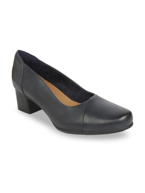 

Clarks Women Navy Blue Solid Leather Pumps