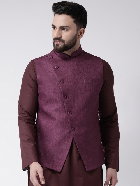 

TABARD Men Purple Solid Pure Cotton Nehru Jacket