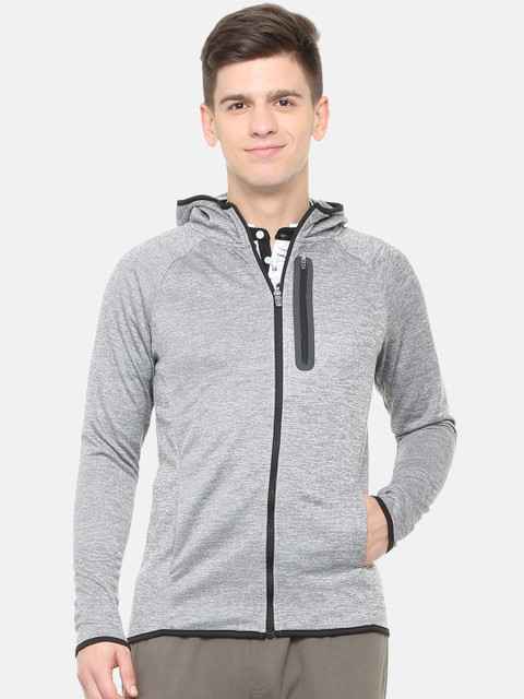 

Peter England Men Grey Melange Solid Hooded Sweatshirt