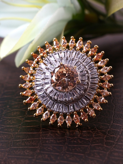 

Bhana Fashion Gold-Plated & Champagne AD-Studded Handcrafted Finger Ring