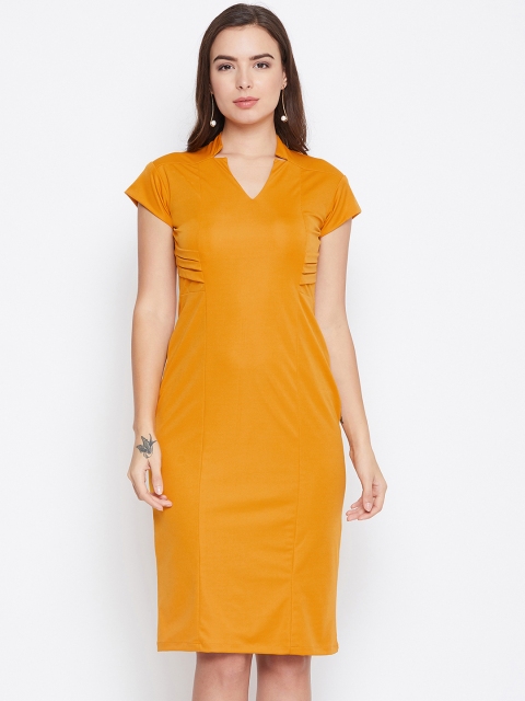 

Meee Women Mustard Yellow Solid Sheath Dress
