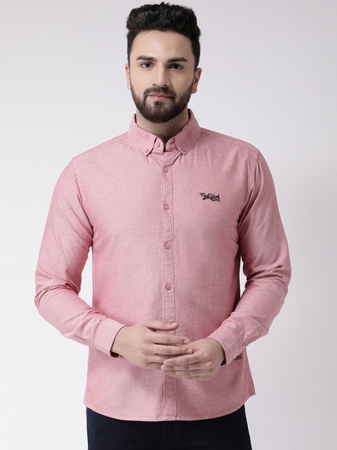 

Club York Men Pink New Slim Fit Solid Casual Shirt