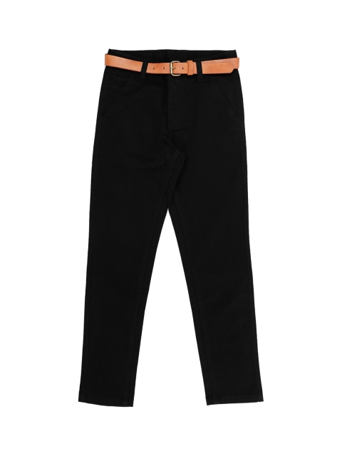 

Pantaloons Junior Boys Black Regular Fit Solid Regular Trousers