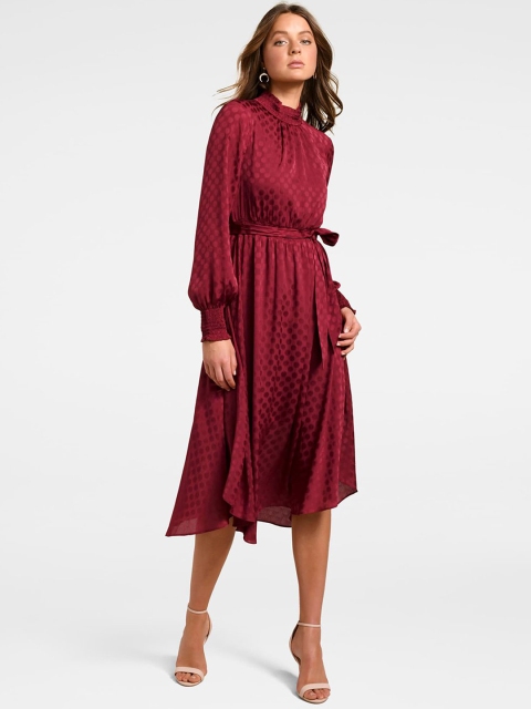 

Forever New Women Maroon Printed Fit and Flare Dress