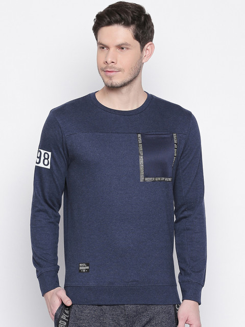 

Mufti Men Navy Blue Printed Sweatshirt