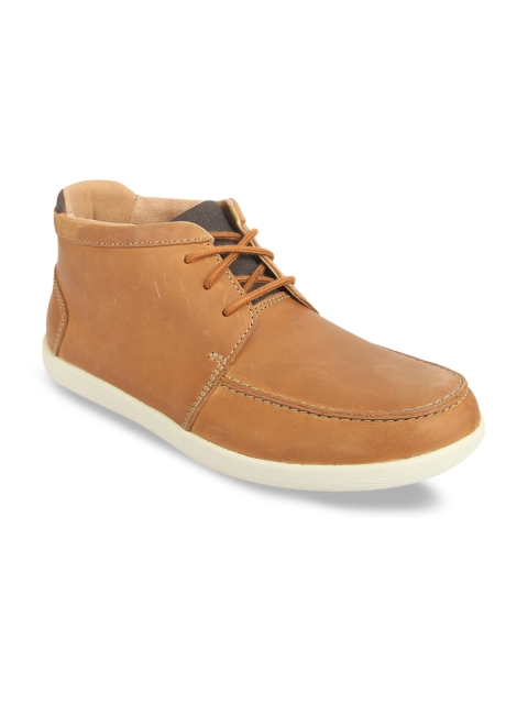 

Clarks Men Tan Brown Solid Leather Mid-Top Derbys