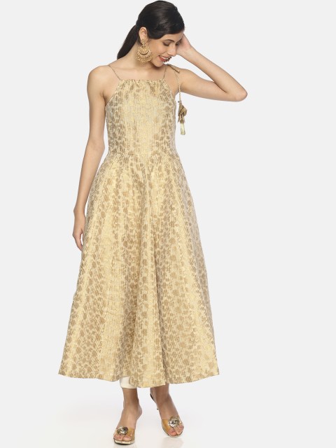

AARA Women Gold-Toned Woven Design Anarkali Kurta