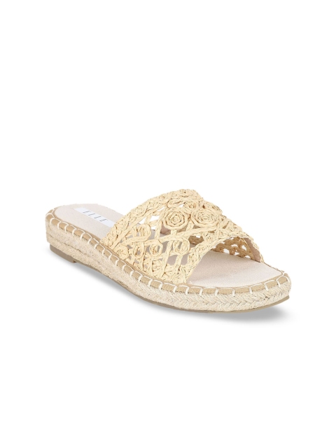 

ELLE Women Beige Woven Design Open Toe Flats