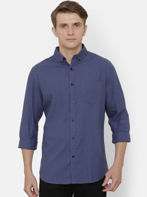 

AweTRend Men Blue Slim Fit Self Design Casual Shirt