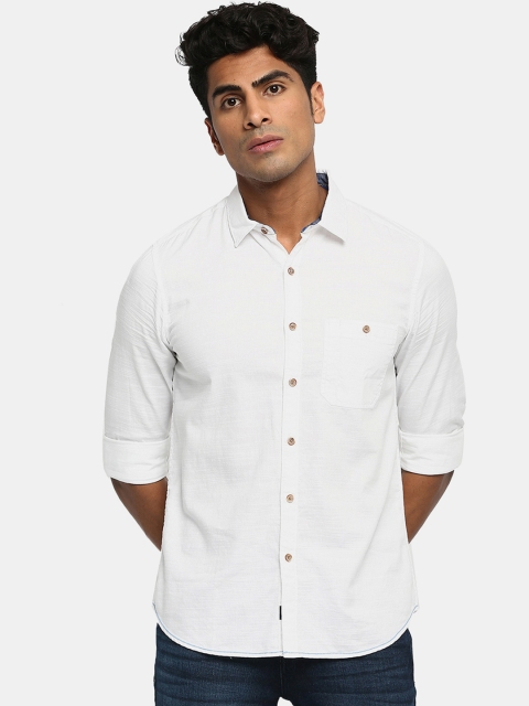 

RUF & TUF Men White Regular Fit Solid Casual Shirt