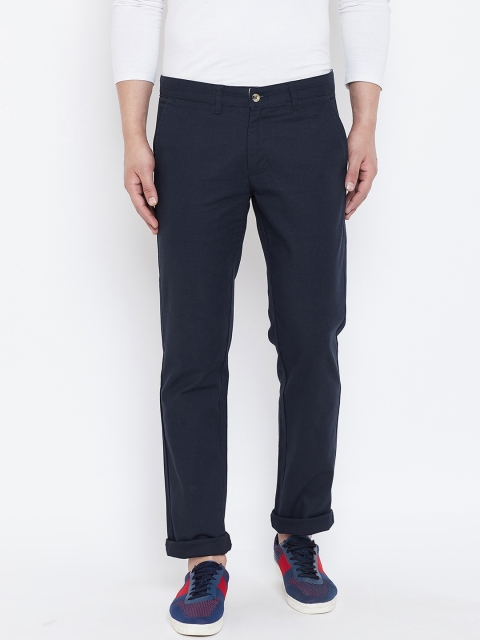 

KROSSSTITCH Men Navy Blue Slim Fit Solid Regular Trousers