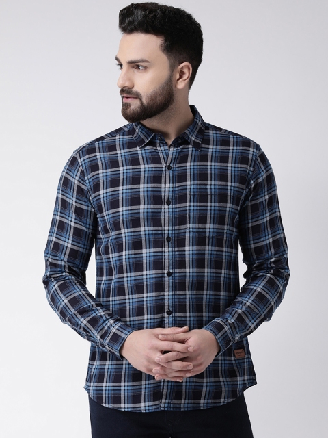 

Club York Men Blue & Black Slim Fit Checked Casual Shirt