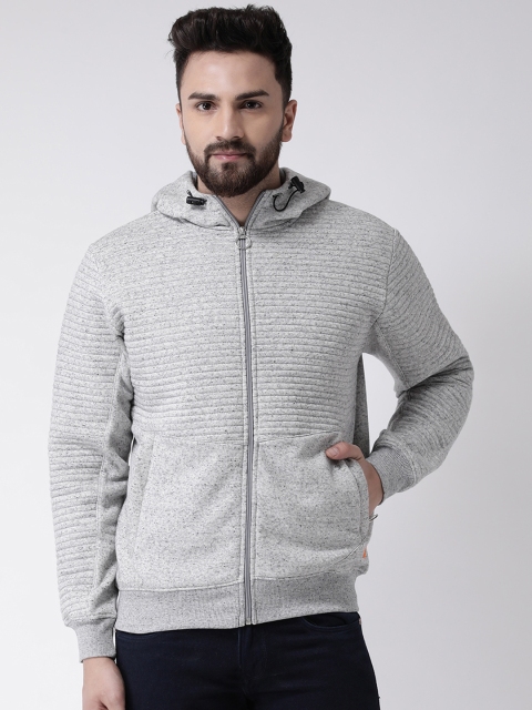 

Club York Men Grey Solid Hooded Sweatshirt