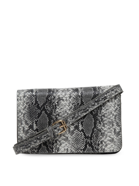 

DIVA WALK Grey Snake Skin Textured Leather Sling Bag