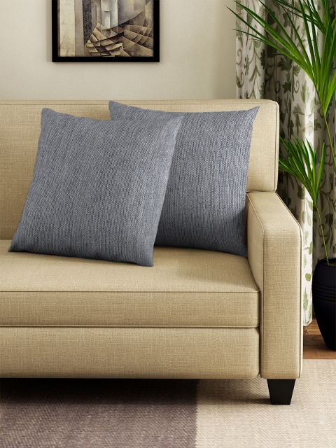 

NEUDIS Grey Set of 2 Solid Square Cushion Covers