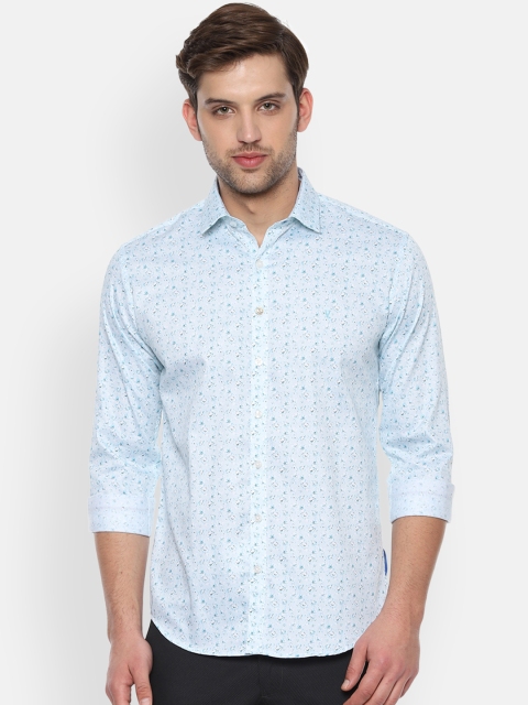 

V Dot Men Blue Slim Fit Printed Casual Shirt