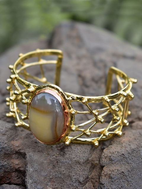 

ZeroKaata Gold-Toned Brass-Plated Handcrafted Cuff Bracelet