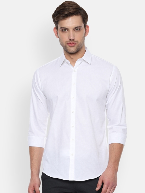 

V Dot Men White Slim Fit Self Design Casual Shirt