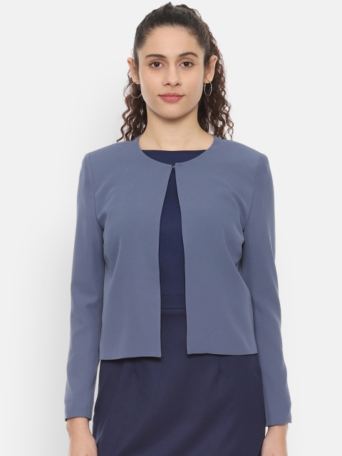 

Van Heusen Women Navy Blue Solid Open-Front Blazer