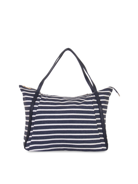 

red pout Navy Blue & White Striped Shoulder Bag